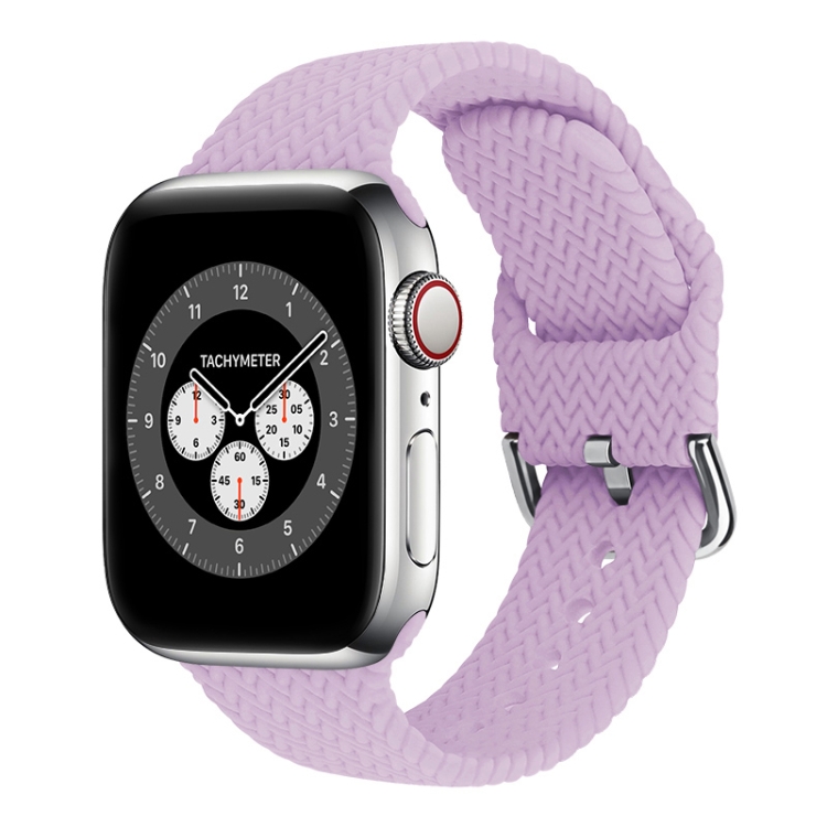 Braided Silicone Watch Band with Buckle For Apple Watch Ultra 49mm&Watch Ultra 2 49mm / Series 9&8&7 45mm / SE 3&SE 2&6&SE&5&4 44mm / 3&2&1 42mm(Light Purple)