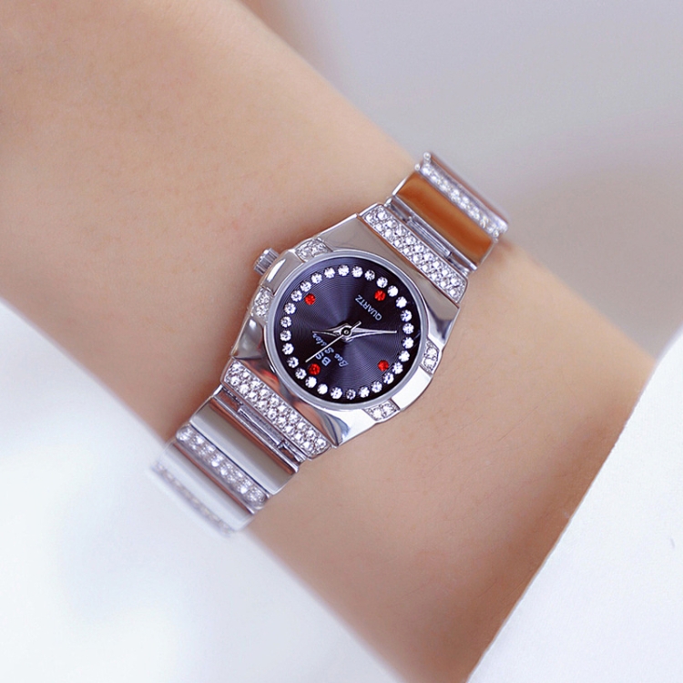 BS Bee Sister  FA1647 Classic Ladies Watch Diamond Wrist Watch(Silver Black)