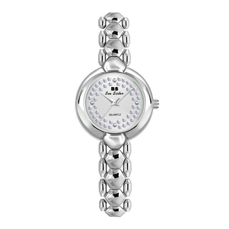 BS Bee Sister FA1691 Ladies Diamond Watch Jewelry Chain Watch(Silver)