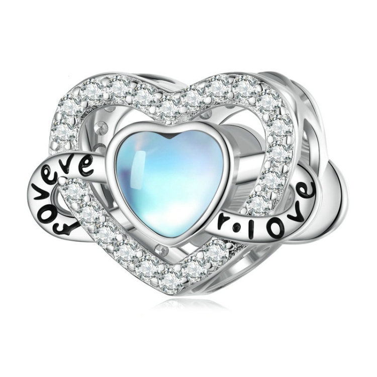 BSC747 S925 Sterling Silver Zircon Infinity Heart Bracelet Beads