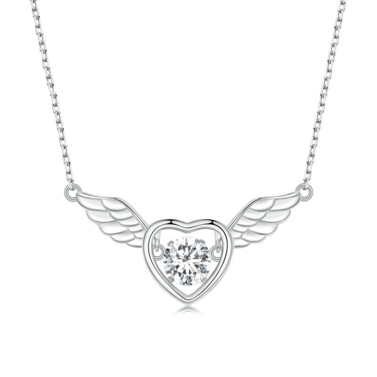 BSN287 Sterling Silver S925 Vibrant Wings White Gold Plated Zircon Necklace