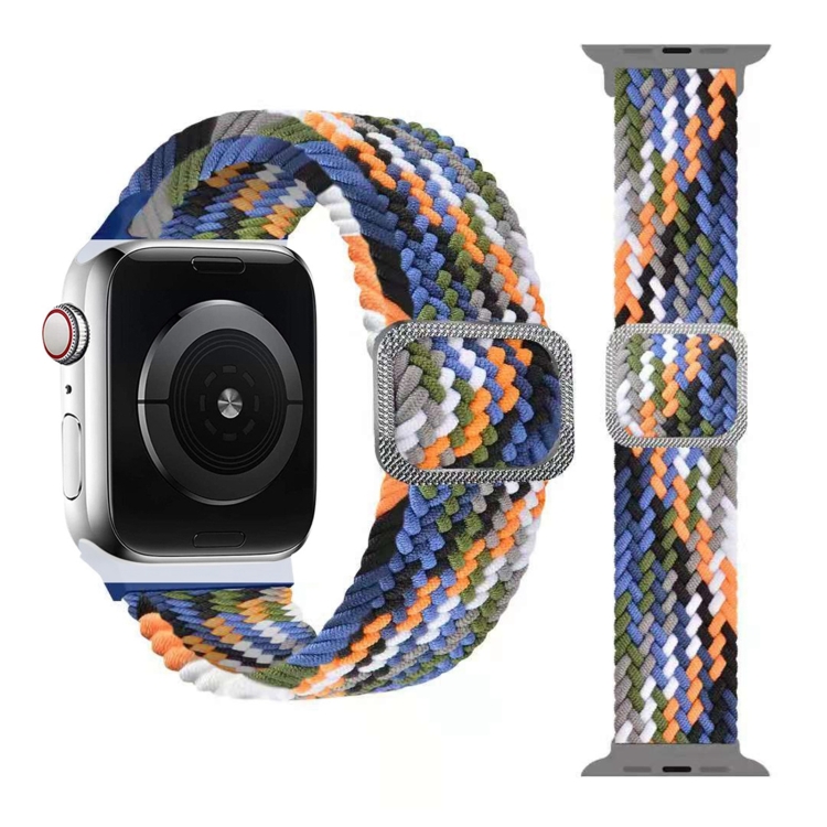 Buckle Braided Elastic Strap Watch Band For Apple Watch Series 9&8&7 41mm / SE 3&SE 2&6&SE&5&4 40mm / 3&2&1 38mm(Denim)