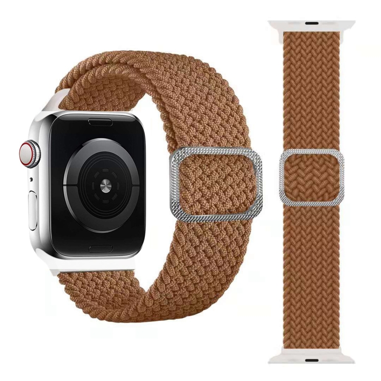 Buckle Braided Elastic Strap Watch Band For Apple Watch Ultra 49mm&Watch Ultra 2 49mm / Series 9&8&7 45mm / SE 3&SE 2&6&SE&5&4 44mm / 3&2&1 42mm(Coffee)