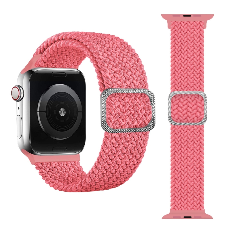 Buckle Braided Elastic Strap Watch Band For Apple Watch Ultra 49mm&Watch Ultra 2 49mm / Series 9&8&7 45mm / SE 3&SE 2&6&SE&5&4 44mm / 3&2&1 42mm(Pink)