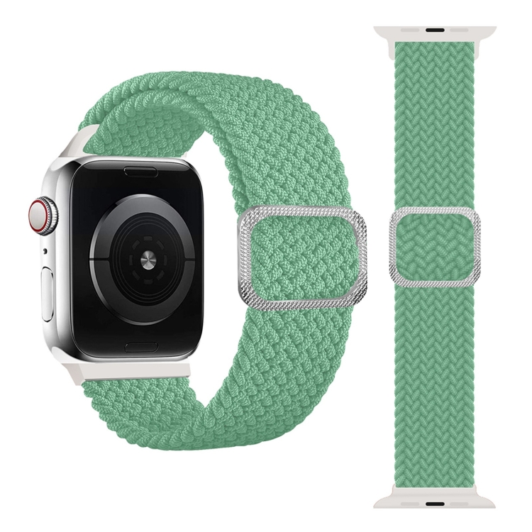 Buckle Braided Elastic Strap Watch Band For Apple Watch Ultra 49mm&Watch Ultra 2 49mm / Series 9&8&7 45mm / SE 3&SE 2&6&SE&5&4 44mm / 3&2&1 42mm(Pistachio)