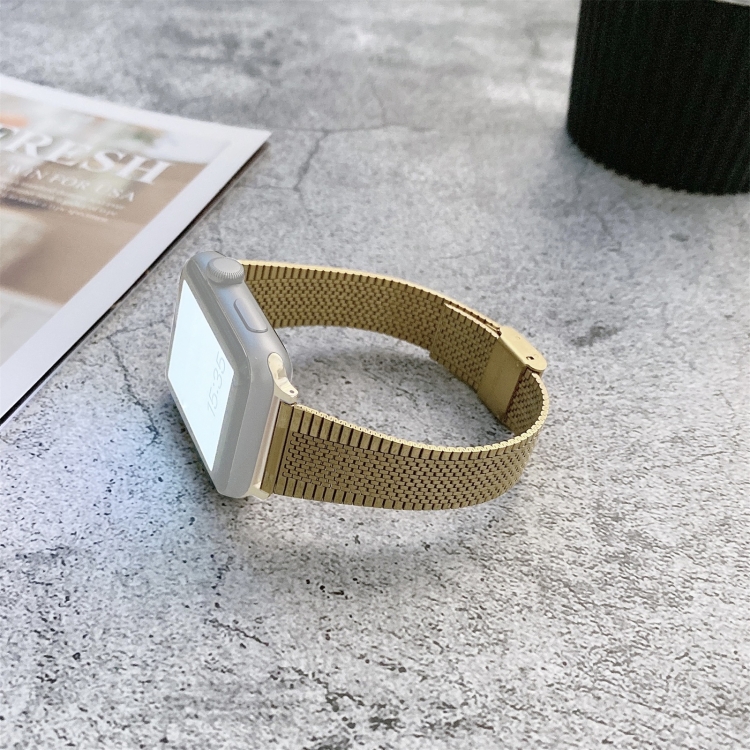 Buckle Style Steel Watch Band For Apple Watch Ultra 49mm&Watch Ultra 2 49mm / Series 9&8&7 45mm / SE 3&SE 2&6&SE&5&4 44mm / 3&2&1 42mm(Gold)