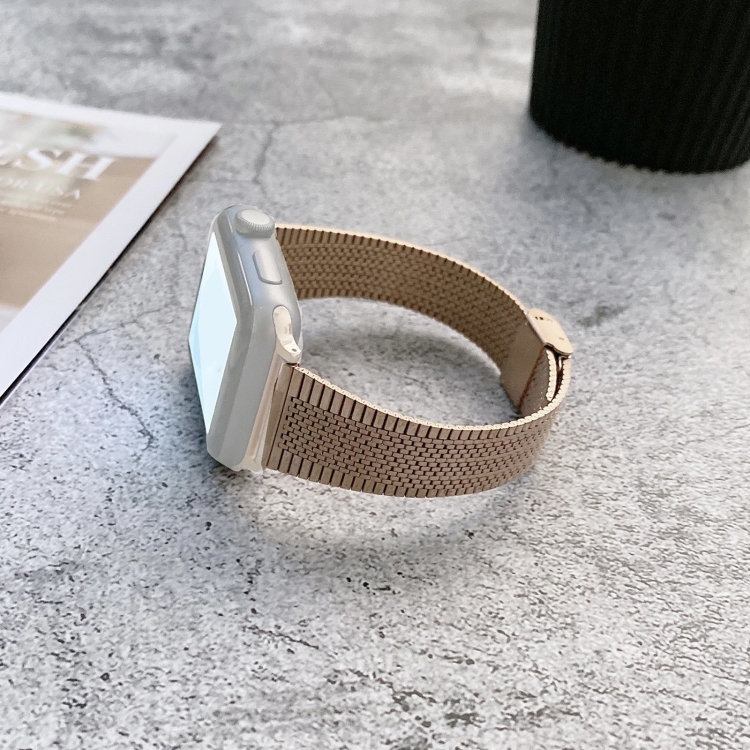 Buckle Style Steel Watch Band For Apple Watch Ultra 49mm&Watch Ultra 2 49mm / Series 9&8&7 45mm / SE 3&SE 2&6&SE&5&4 44mm / 3&2&1 42mm(Rose Gold)