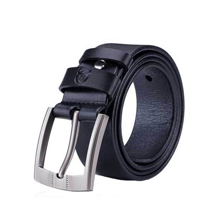 BULL CAPTAIN 01 Pin Buckle Thickened Cowhide Wear-Resistant Belt, Length: 110cm (Smooth Black)