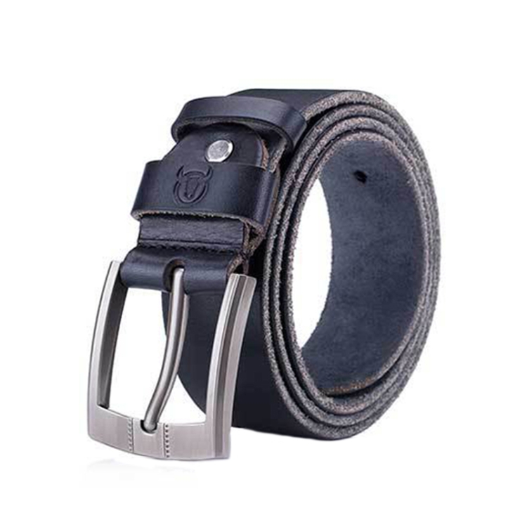 BULL CAPTAIN 01 Pin Buckle Thickened Cowhide Wear-Resistant Belt, Length: 115cm (Burr Black)