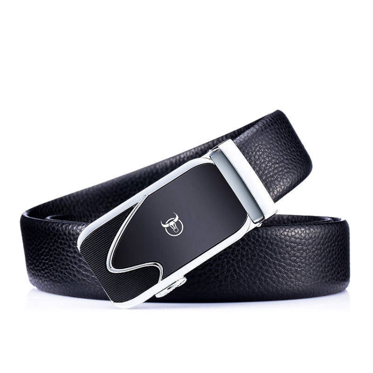 BULL CAPTAIN 02 Automatic Buckle Thickened Soft Cowhide Belt Business Men Belt, Length: 110cm