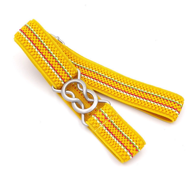 Candy-colored 8-Character Clasp Elastic Braided Belt for Children(Yellow)