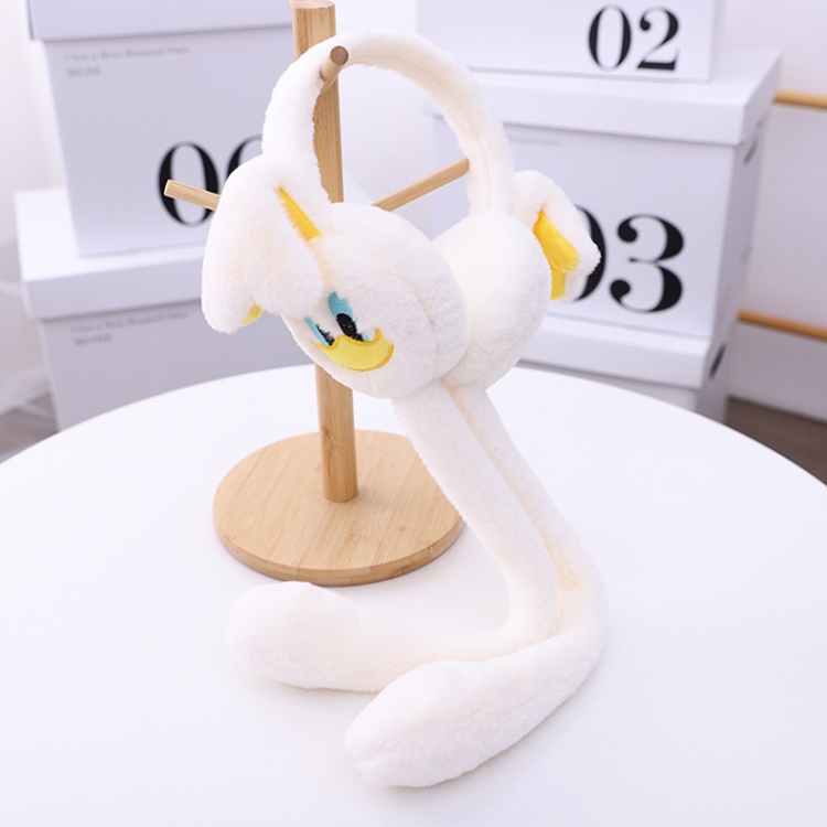 Cartoon Little Duck Ears Moving Winter Warm Earmuffs Press Airbag Earmuffs Cute Ear Warmer for Children, Size: One Size(Milky White)