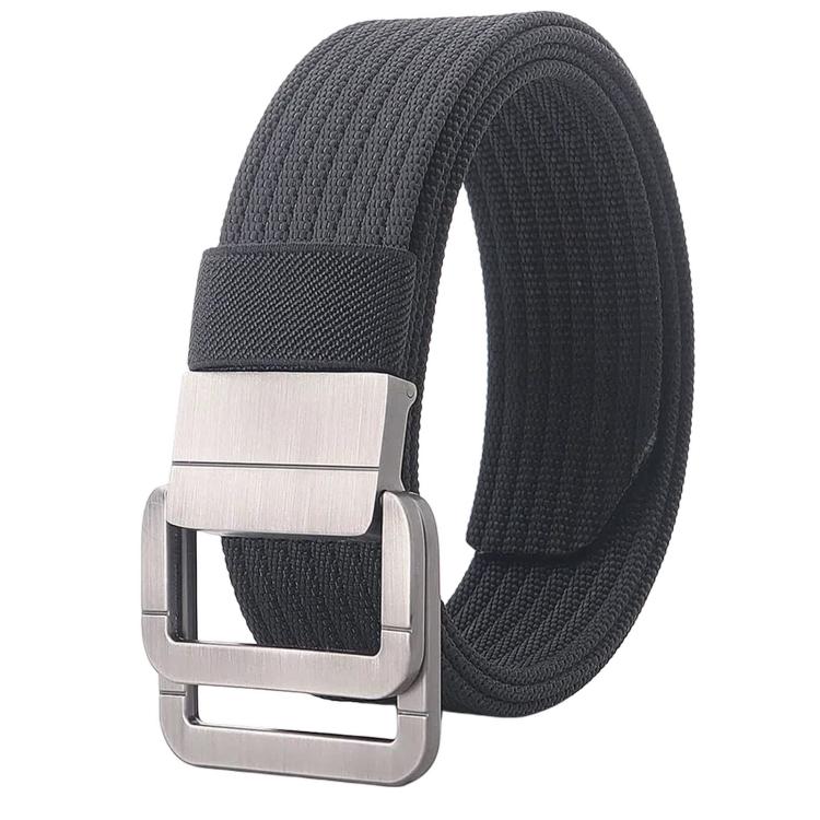 Casual Nylon Belt With Automatic Alloy Buckle Men Women Belt, Length: 120cm(Black)