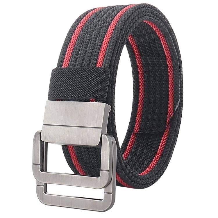 Casual Nylon Belt With Automatic Alloy Buckle Men Women Belt, Length: 120cm(Black Red Edging)