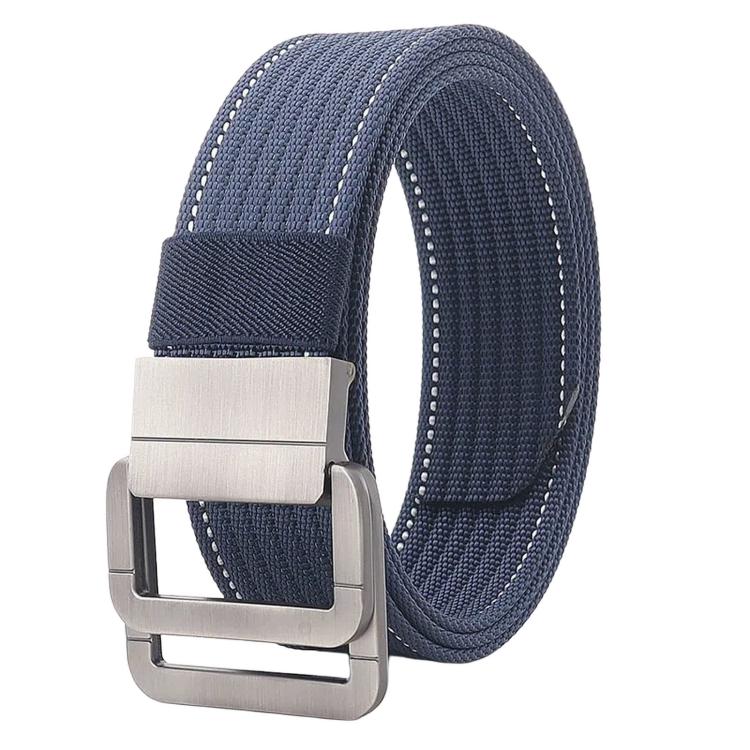 Casual Nylon Belt With Automatic Alloy Buckle Men Women Belt, Length: 120cm(Blue White)