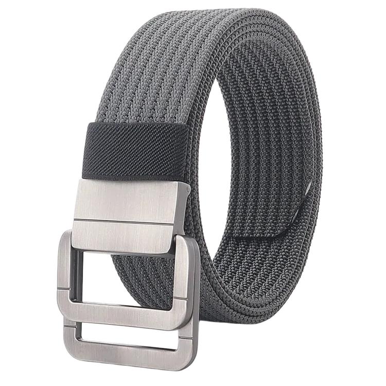 Casual Nylon Belt With Automatic Alloy Buckle Men Women Belt, Length: 120cm(Dark Gray)