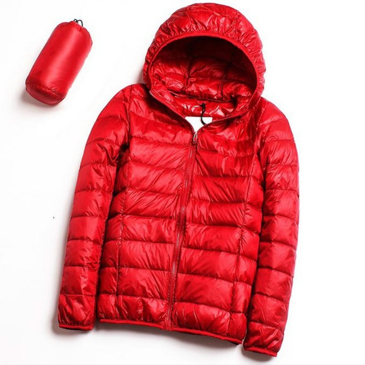 Casual Ultra Light White Duck Down Jacket Women Autumn Winter Warm Coat Hooded Parka, Size:XXL(Red)