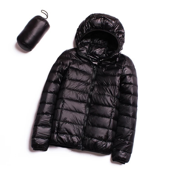 Casual Ultra Light White Duck Down Jacket Women Autumn Winter Warm Coat Hooded Parka, Size:XXXL(Black)