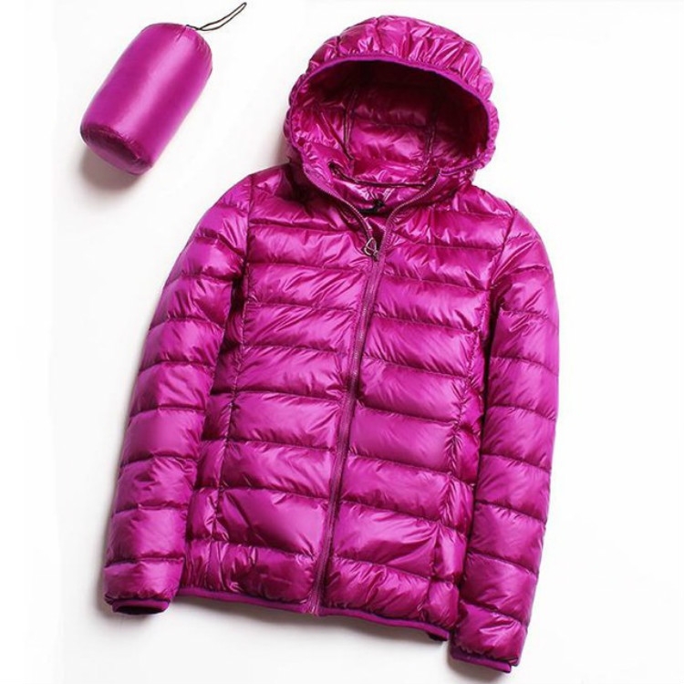 Casual Ultra Light White Duck Down Jacket Women Autumn Winter Warm Coat Hooded Parka, Size:XXXL(Purple)