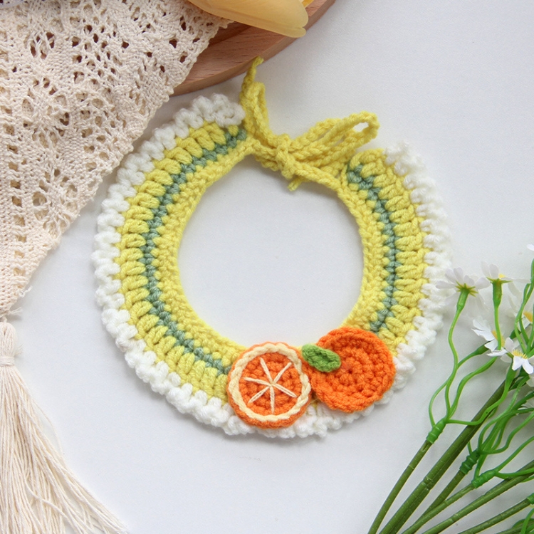 Cats Dog Cute Knitted Collar Woolen Collar Handmade Scarf For Photo Decoration, Style: Lime Green Oange(S)