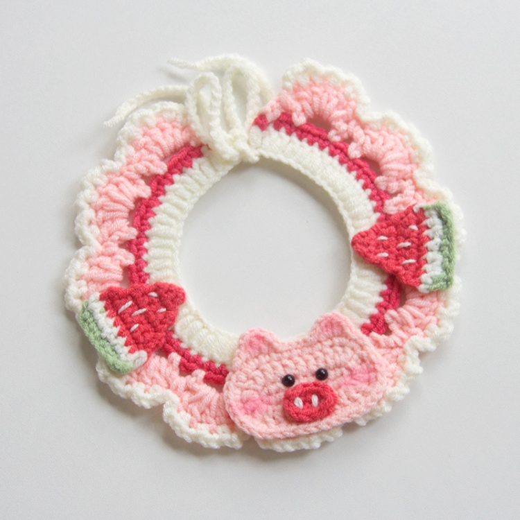 Cats Dog Cute Knitted Collar Woolen Collar Handmade Scarf For Photo Decoration, Style: Watermelon Pig(M)