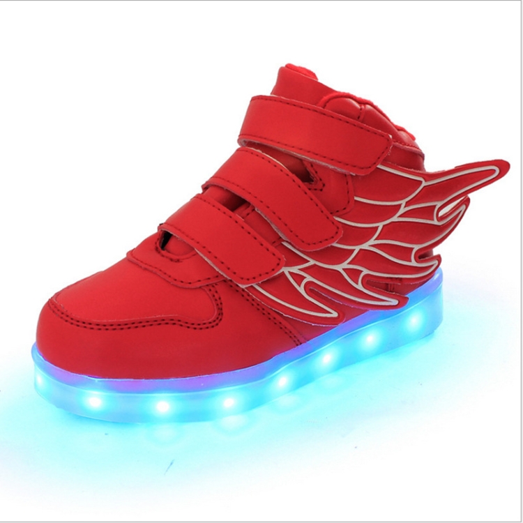 Children Colorful Light Shoes LED Charging Luminous Shoes, Size: 34(Red)