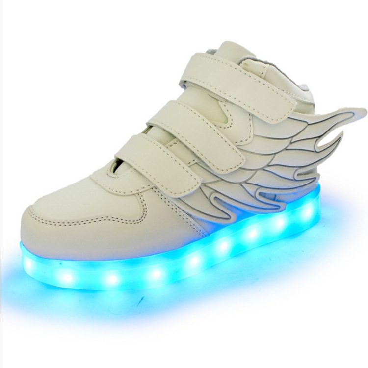 Children Colorful Light Shoes LED Charging Luminous Shoes, Size: 37(White)