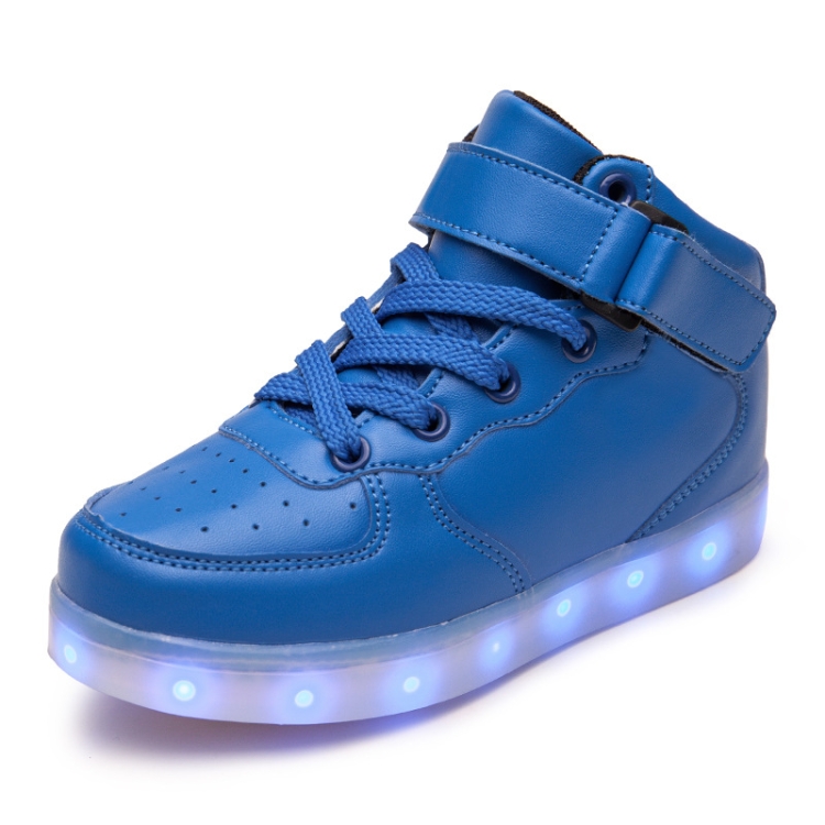 Children LED Luminous Shoes Rechargeable Sports Shoes, Size: 35(Blue)