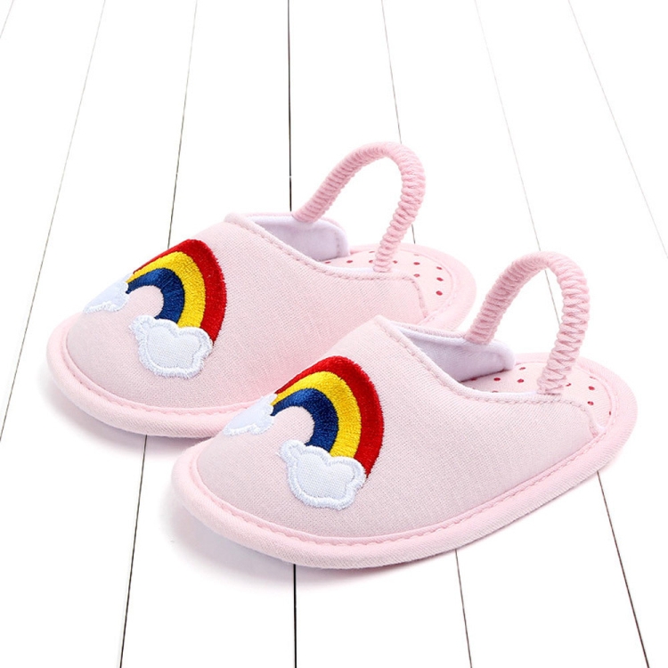 Children Slippers Female Non-slip 0-1 Years Old Cotton Soft Bottom Indoor Home Floor Shoes, Size:Inner Length 13cm(Pink Rainbow)