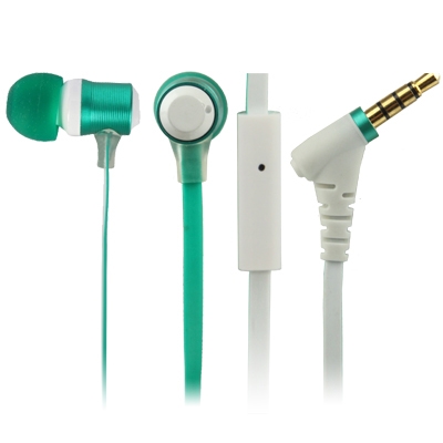 CK-820 3.5mm Plug Flat Wire Style In-ear Earphone with Microphone for iPhone 5 & 5S & 5C, iPhone 4 & 4S, iPhone 3G & 3GS (Green)