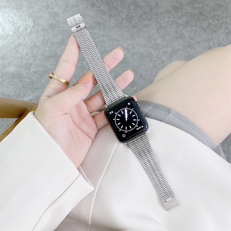 Color Matching Seven Beads Steel Watch Band For Apple Watch Ultra 49mm&Watch Ultra 2 49mm / Series 9&8&7 45mm / SE 3&SE 2&6&SE&5&4 44mm / 3&2&1 42mm(Silver)