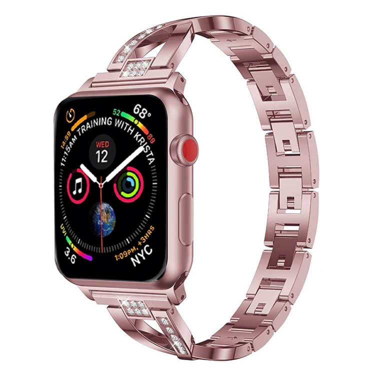 Colorful Diamond Stainless Steel Watch Band for Apple Watch Series 7 45mm / 6 & SE & 5 & 4 44mm / 3 & 2 & 1 42mm(Purple)