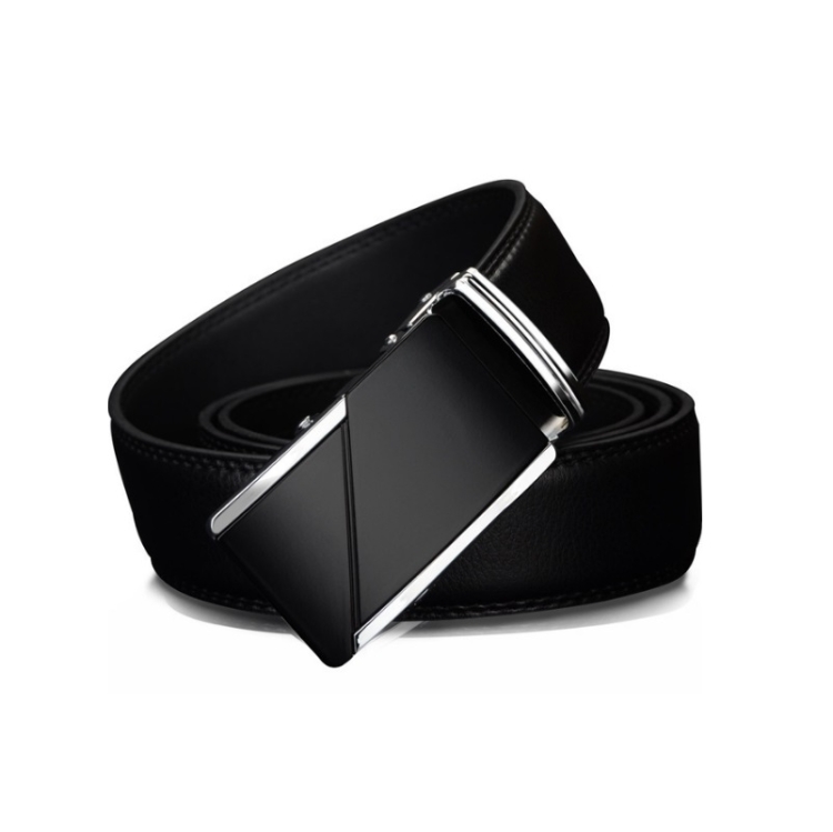 COWATHER CZ025 Men Fashion Business Two-Layer Cowhide Automatic Buckle Belt, Length: 115cm(Black)