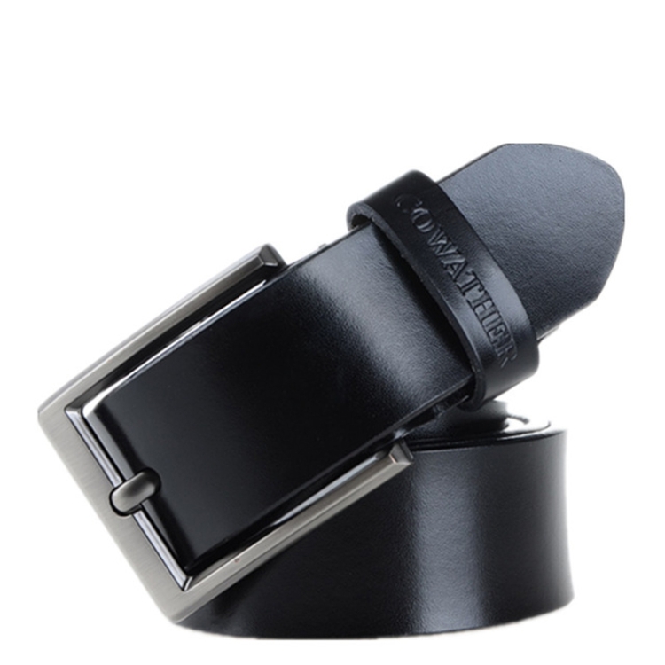 COWATHER XF002 Men The Second Layer Cowhide Business Casual Pin Buckle Belt, Belt Length:125cm(XF002 Black)