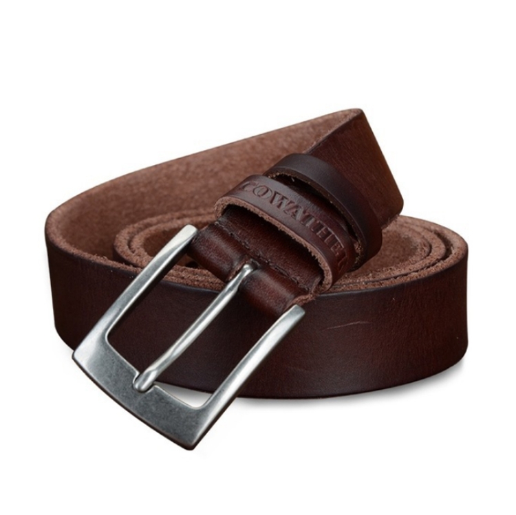 COWATHER XF018 Men Casual Business Pin Buckle Cowhide Belt, Length: 100cm(Brown)