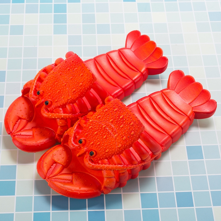 Crayfish Beach Parent-Child Slippers Children Cartoon Slippers, Size: 26-27(Red)