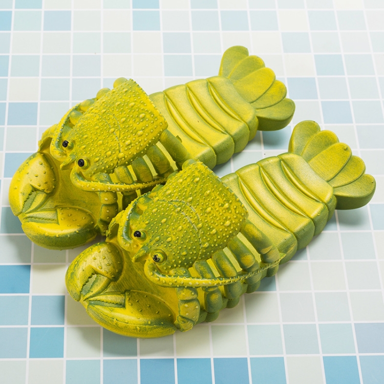 Crayfish Beach Parent-Child Slippers Children Cartoon Slippers, Size: 28-29(Green)