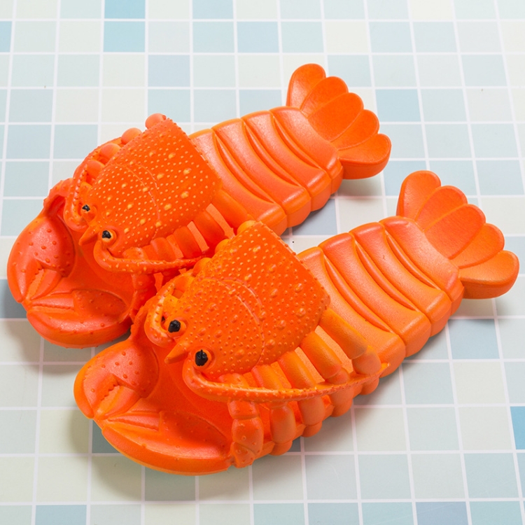 Crayfish Beach Parent-Child Slippers Children Cartoon Slippers, Size: 28-29(Orange)