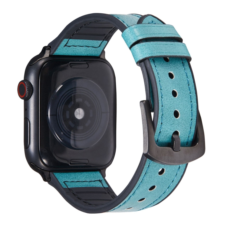 Crazy Horse Texture Leather Watch Band For Apple Watch Series 9&8&7 41mm / SE 3&SE 2&6&SE&5&4 40mm / 3&2&1 38mm(Blue)