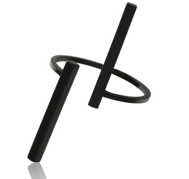 Creative Simple Geometry Opening Finger Rings Personality Jewelry(Black)