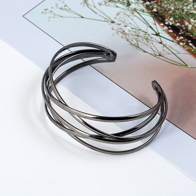 Cuff Bangles For Women Girls Fashion Bangles Bracelets(Gun Black)
