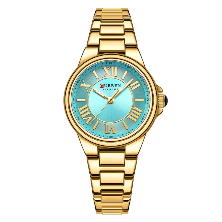 Curren 9091 Casual Steel Strap Waterproof Women's Watch, Color: Rose Shell Blue