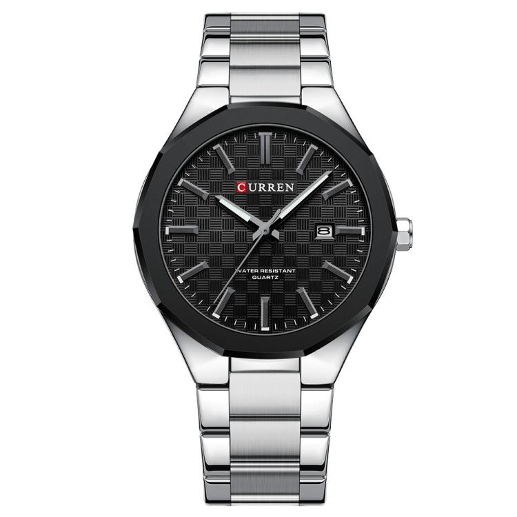 Curren Business Steel Band Calendar Men Quartz Watch(White Black)