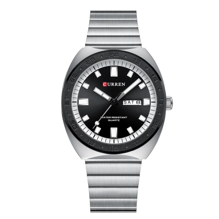 Curren Calendar Steel Strap Business Quartz Men Watch(White Black)