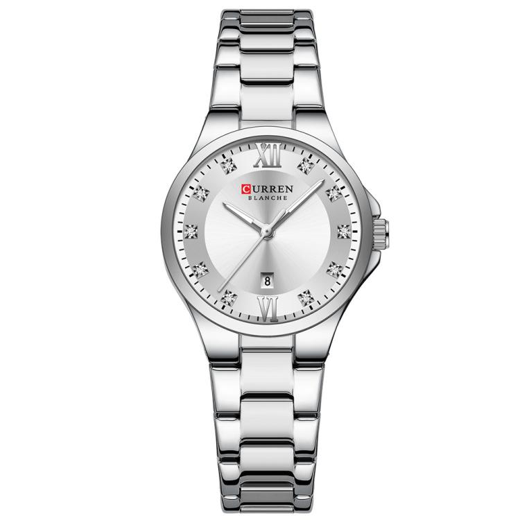 Curren Casual Steel Strap Ladies Calendar Watch(White)
