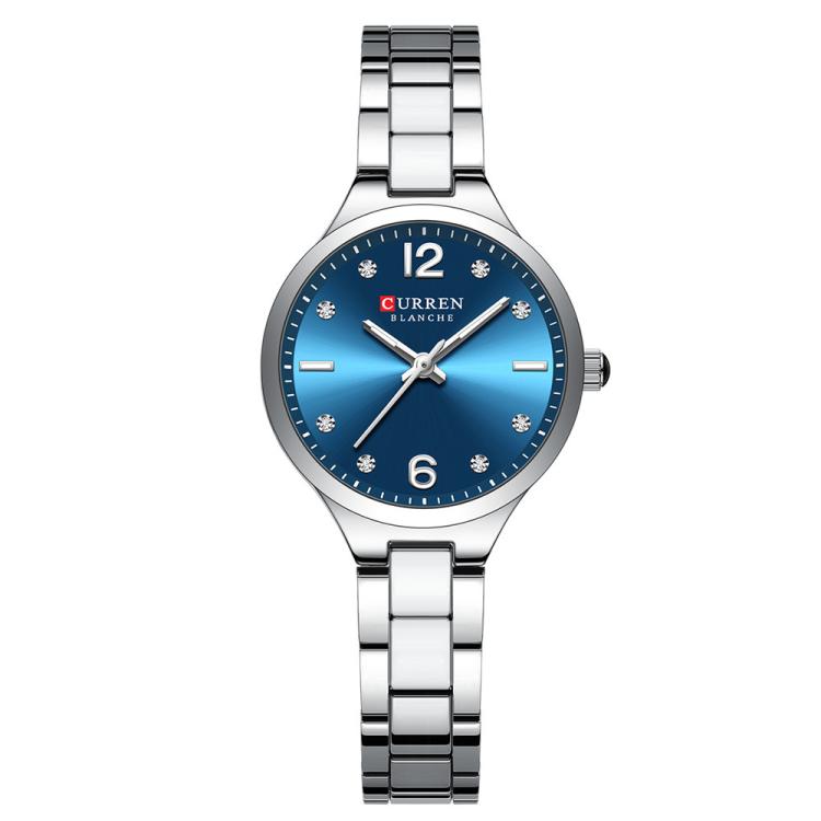 Curren Casual Steel Strap Women Watch(White Blue)