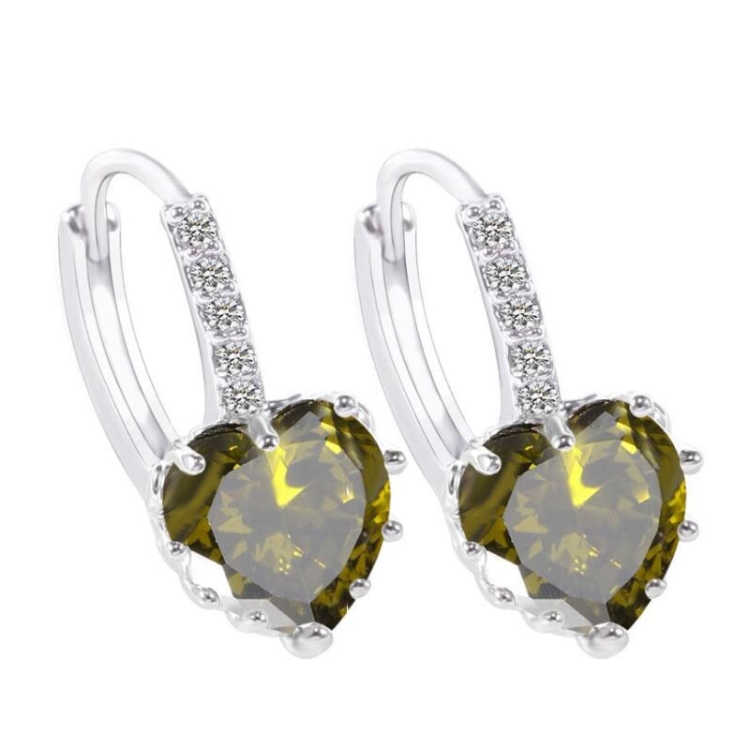 Cute Heart Real 925 Sterling Silver Cubic Zirconia Stone Earrings