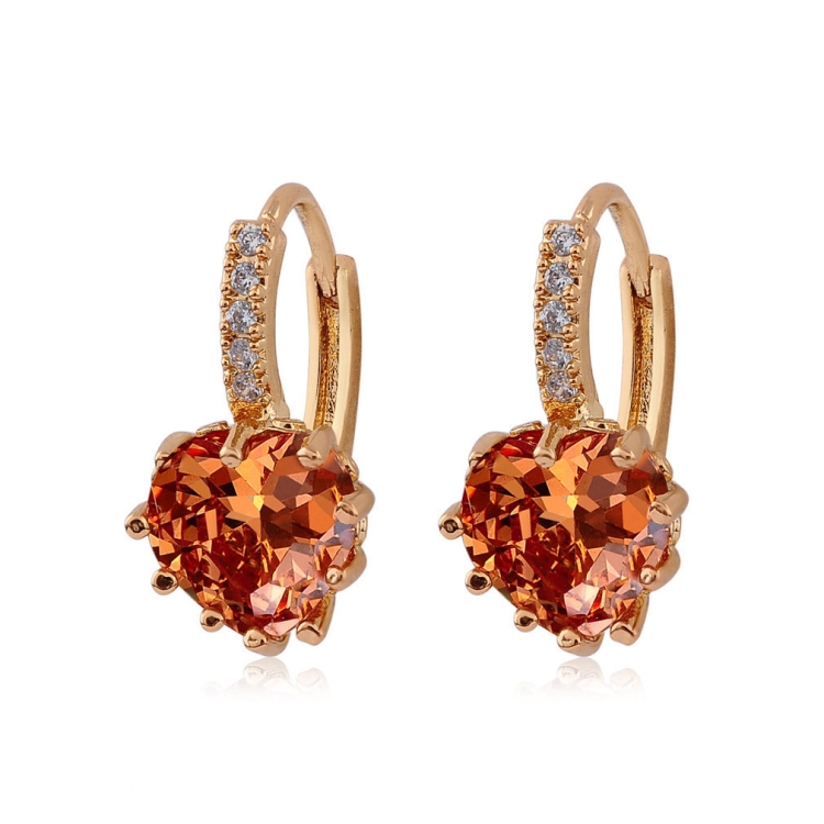 Cute Heart Real 925 Sterling Silver Cubic Zirconia Stone Earrings
