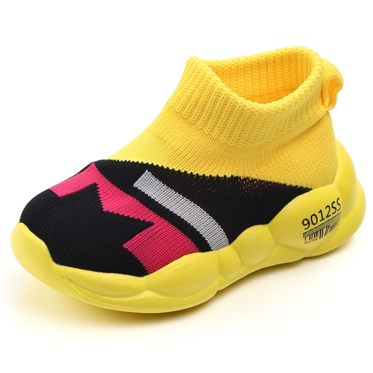 D2232 Breathable Baby Walking Shoes Fly Woven Mesh Children Casual Shoes, Size: 23(Yellow)