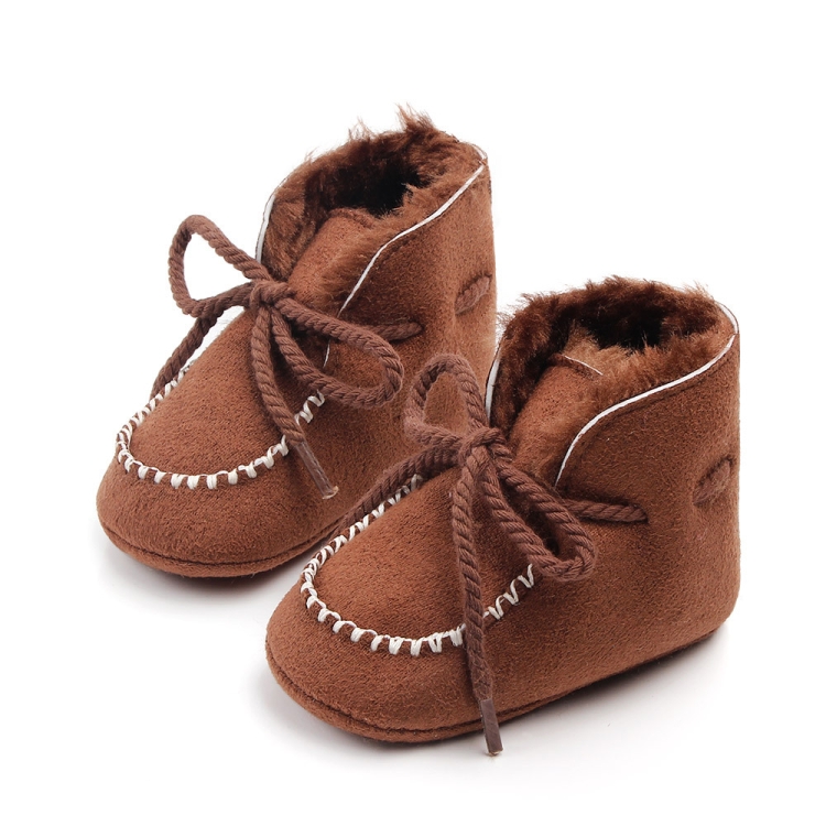 D2245 Winter Warm Baby Cotton Boots Plus Velvet Thickened Baby Walking Shoes, Size: 13cm(Brown)